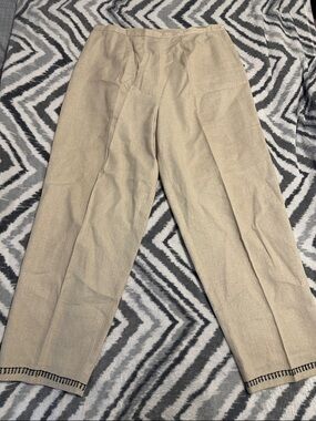 Amanda Lane Light Beige Linen Blend Pants